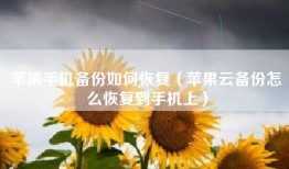 苹果手机备份如何恢复（苹果云备份怎么恢复到手机上）